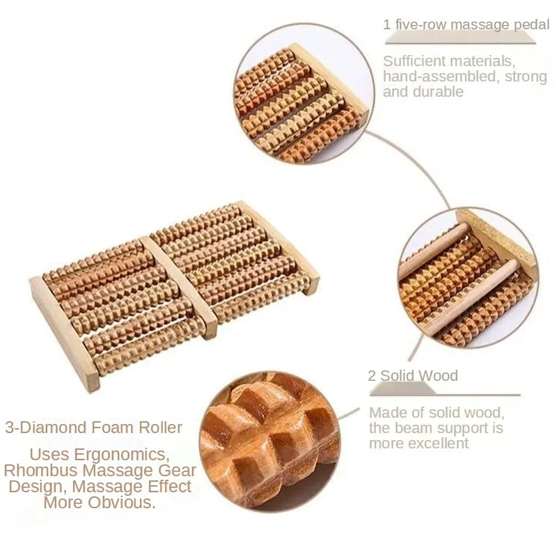 Wooden Roller Foot Massager